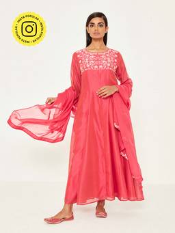 Ancestry - Pink Embroidered Anarkali Kurta