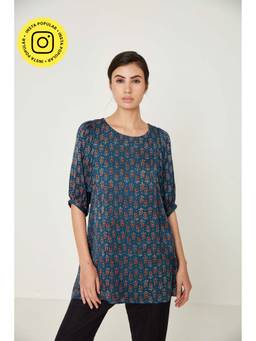 Ancestry - Blue Straight Printed Kurti