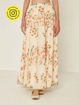 Ancestry - Beige Floral Printed Skirt