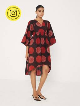 Ancestry - Multi-color Polka Asymmetric Hem Dress