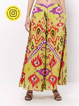 Ancestry - Yellow Ikat Print Flared Palazzo