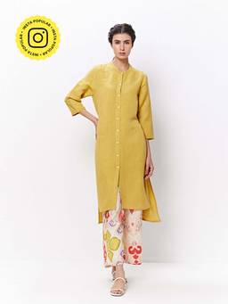 Ancestry - Mustard Solid Work Kurta