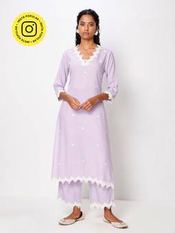 Ancestry - Lavender Embroidered Straight Kurta