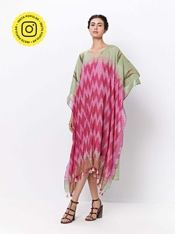 Ancestry - Pink Ikat Print Kaftan