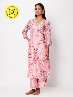 Ancestry - Pink Floral Embellished Kurta