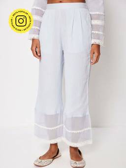 Ancestry - Blue Lace Hem Detailing Pant
