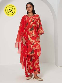 Ancestry - Kaashi Orange Organza Drape
