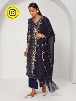 Ancestry - Kaashi Navy Blue Organza Drape