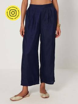 Ancestry - Kaashi Navy Blue Straight Palazzo