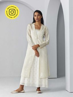 Ancestry - Beige Ombre Embroidered Ethnic Jacket
