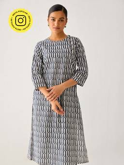 Ancestry - Black Geo A Line Kurta