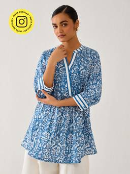 Ancestry - Blue Fit and Flare Kurti
