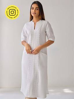 Ancestry - Linen White Lace Kurta