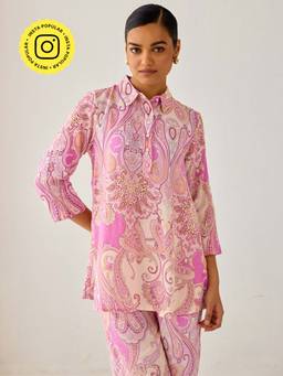 Ancestry - Pink Paisley Straight Top