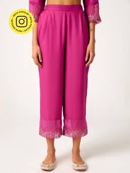 Ancestry - Pink Floral Embroidered Pant