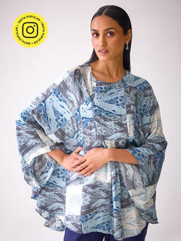 Ancestry - Blue Fit and Flare Printed Tunic