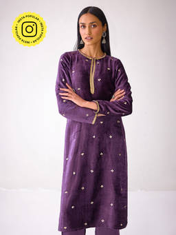 Ancestry - Masakkali Purple Velvet Kurta