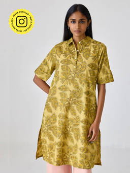 Ancestry - Printed with Collar Straight Kurta