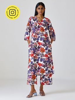 Ancestry - Multi-Color Linen Pinted Kurta