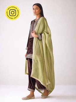 Ancestry - Masakkali Sage Green Organza Drape