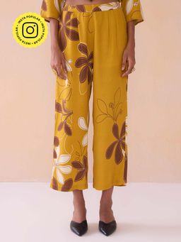 Ancestry - Ikigai Floral Printed Mustard Straight Pants