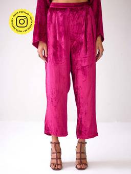 Ancestry - Masakkali Fuchsia Pink Velvet Pant