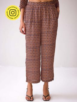 Ancestry - Rust Brown Printed Straight-Leg Pants