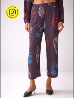 Ancestry - Purple Leaf Printed Pants