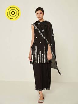 Ancestry - Black Embroidered Dupatta