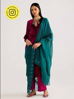 Ancestry - Green Embroidered Dupatta
