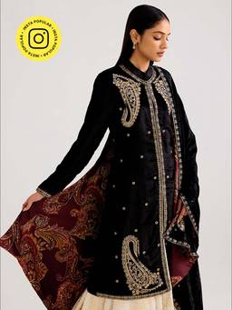 Ancestry - Black Embroidered Dupatta