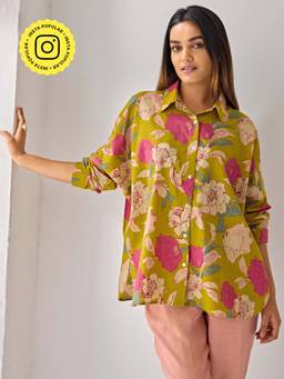 Ancestry - Green Summer Bloom Floral Print Shirt