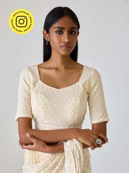Ancestry - Ivory Mirror Work Sheesha Blouse