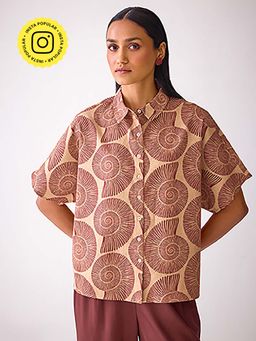 Ancestry - Beige Swirling Printed Shirt
