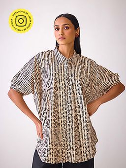 Ancestry - Beige Cotton Printed Shirt