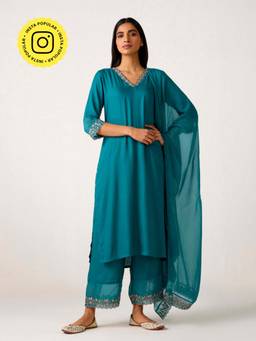 Ancestry - Turquoise Organza Dupatta