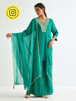Ancestry - Turquoise Organza Solid Dupatta