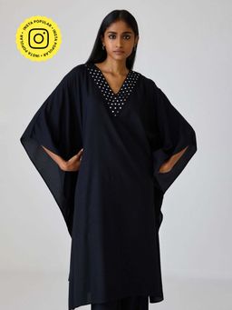 Ancestry - Navy Blue Sheesha Embroidered Mirror Work Kaftan