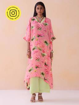 Ancestry - Pichwai V-Neck Floral Print Kaftan