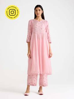 Ancestry - Gulabi Pink Embroidered Kurta