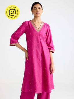 Ancestry - Fuchsia Pink Flared Kurta