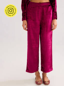 Ancestry - Masakkali Pink Velvet Straight Pant
