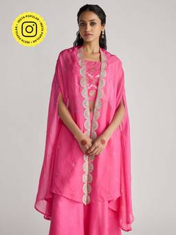Ancestry - Pink Organza Overlay with Lace Detail