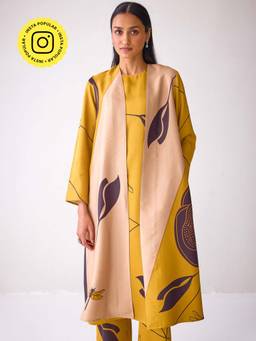 Ancestry - Leaf Printed Mustard Overlay