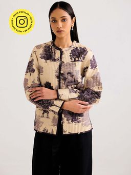 Ancestry - Cream Reversible Printed Quilted Jacket