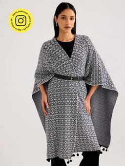Ancestry - Black and White Knitted Kaftan Jacket