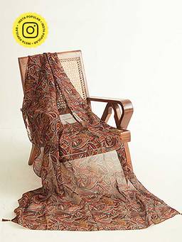 Ancestry - Multi-Color Paisley Printed Organza Dupatta