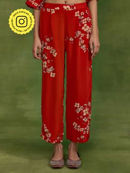 Ancestry - Red Chinoiserie Straight Pant