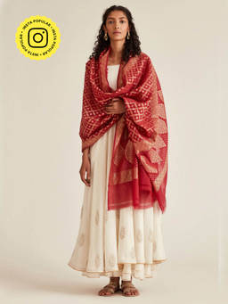 Ancestry - Red Embellished Dupatta