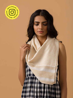 Ancestry - Self Jacquard Beige Scarf